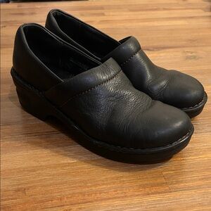 Born Black Leather Clogs